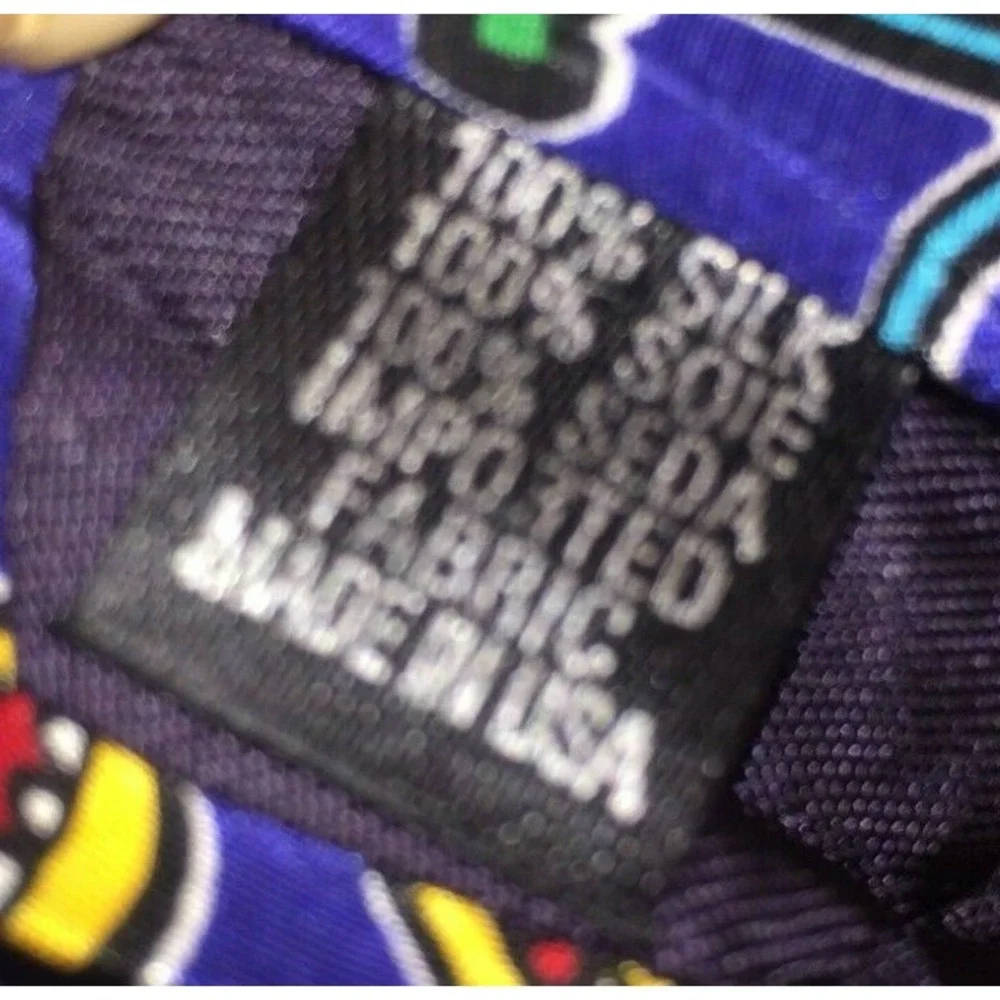 NOS Proudly Made by Marco NYC Navy Cartoon Pattern Silk Neck Tie 55